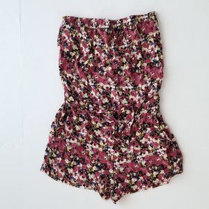 Rayon Jersey Knit Strapless Floral Romper Overall Shortall